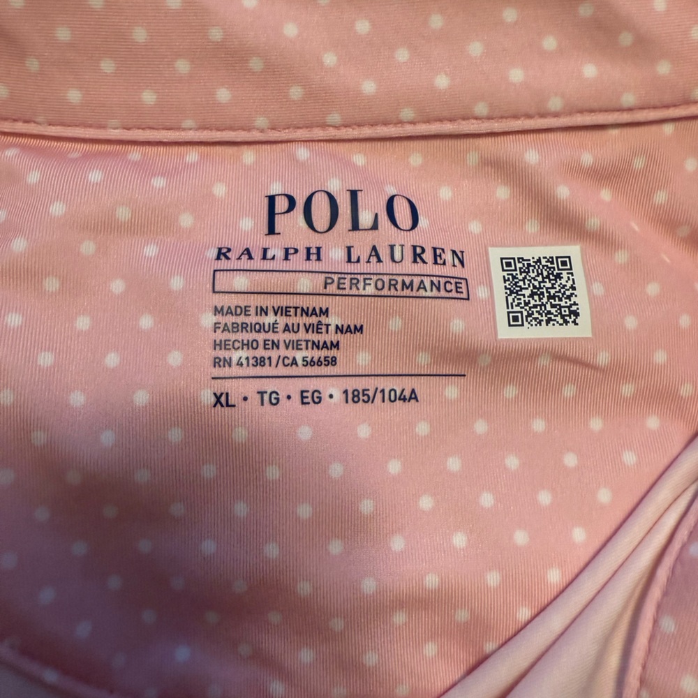 Polo Ralph Lauren pink Classic Fit Dot Performance Polo Shirt. XL - Picture 4 of 6
